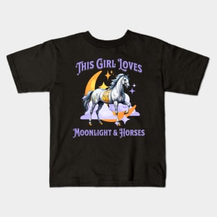 This Girl Loves Moonlight and Horses Kids T-Shirt